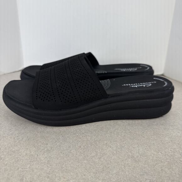 Women’s‎ Clarks Cloud Steppers Drift Twist Black Sandals Slip On Size 7 - Picture 5 of 10